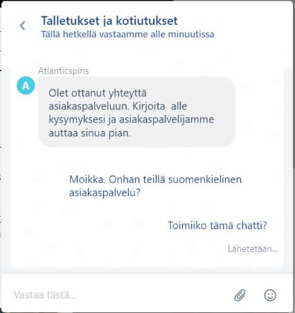 Atlantic Spins Casino asiakaspalvelusta