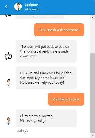 Casimpo Casino asiakaspalvelusta