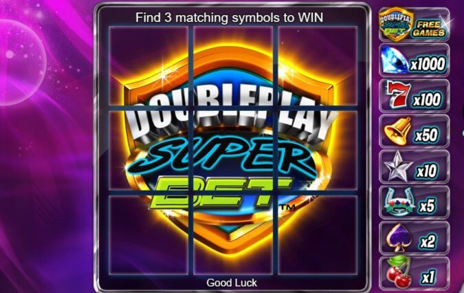 DoublePlay Super Bet -raaputusarpa käyttää klassisia symboleja.