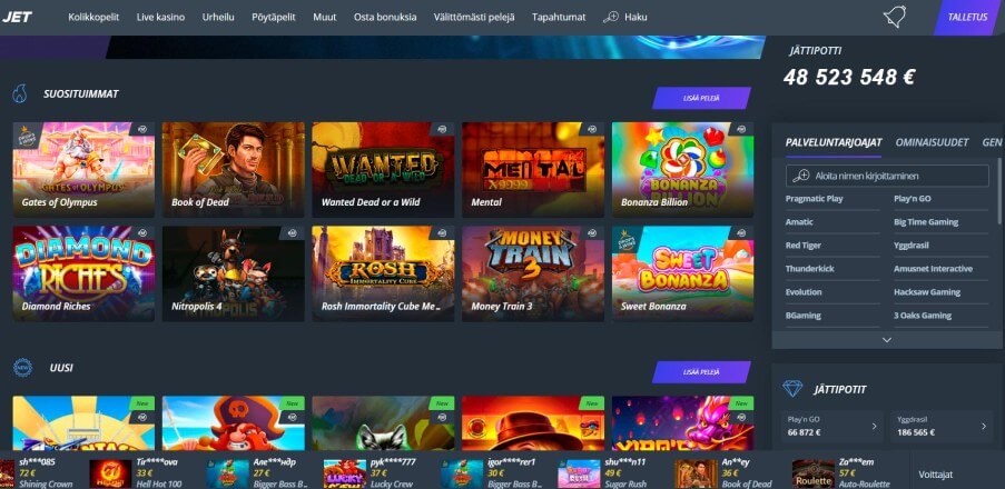 Jet Casino pelit
