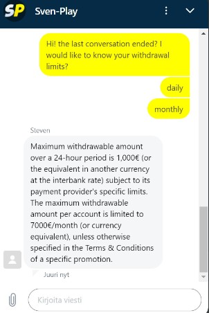 Svenplay Casino asiakaspalvelusta