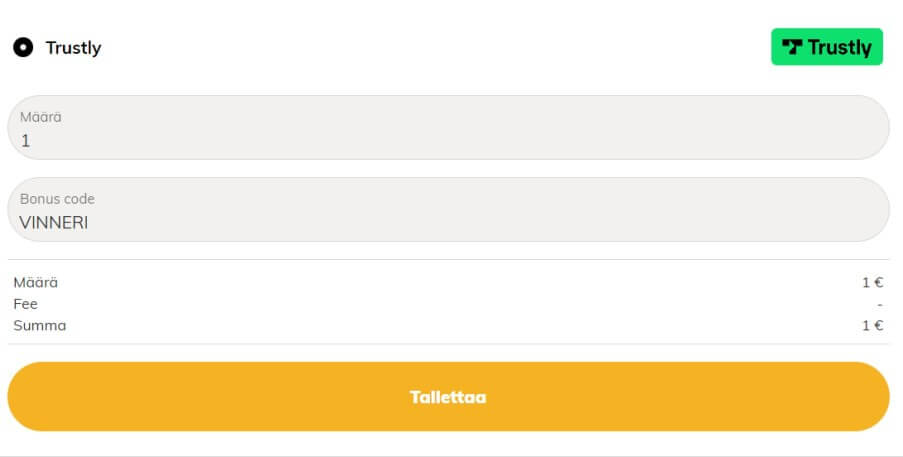 Vinneri Casino talletus