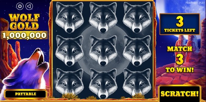 Wolf Gold -nettiarvat päävoitto on 1 miljoona euroa.