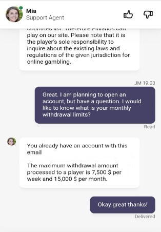 Casino Rex asiakaspalvelusta