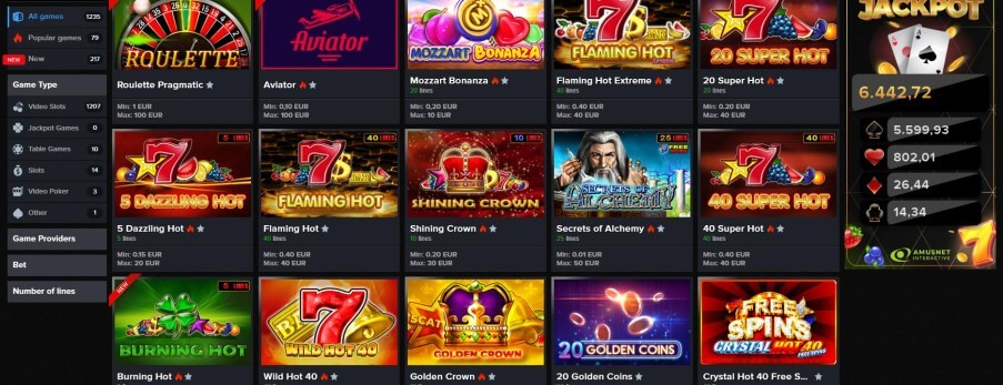 Mozzart Casino pelit