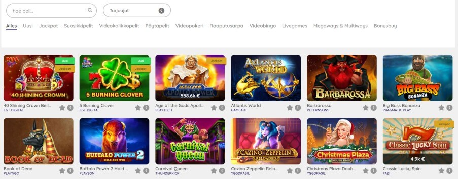 Playouwin Casino pelit