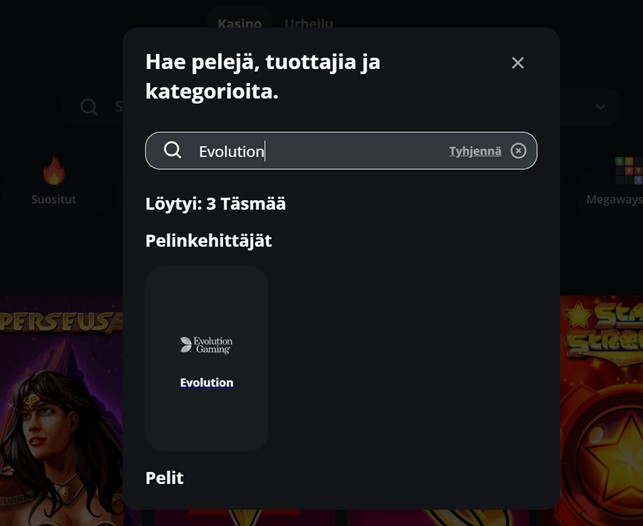 Excitewin Casino pelituottajia