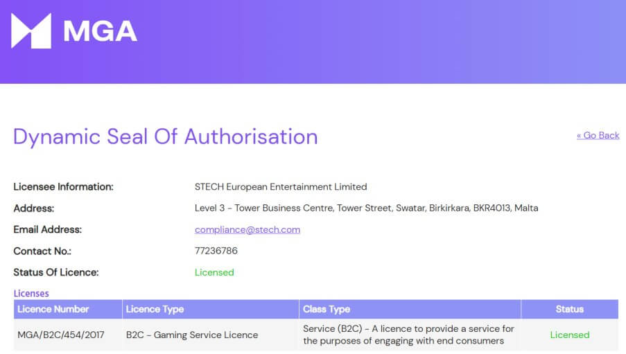 Space Casino lisenssi