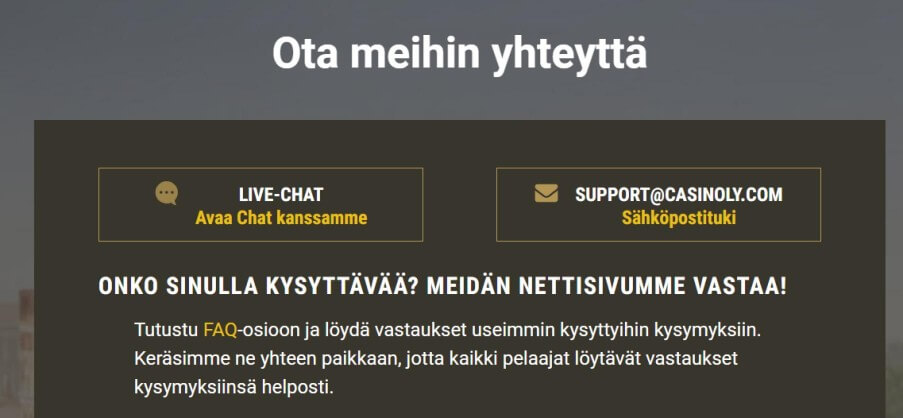 Casinoly Casino asiakaspalvelu