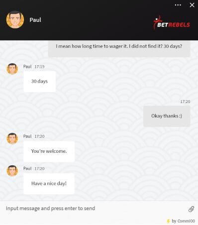 BetRebels Casino asiakaspalvelusta