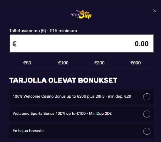 OneStep Casino talletus