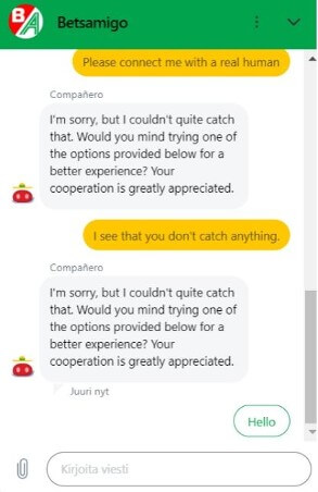 Bets Amigo Casino asiakaspalvelusta