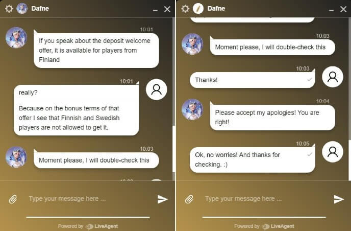 Chips Resort Casino asiakaspalvelusta