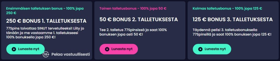 77Spins Casino Bonusehdot