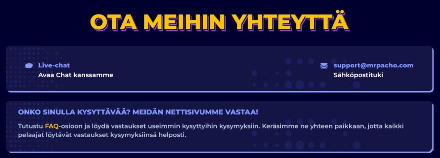 MrPacho Casino asiakaspalvelu