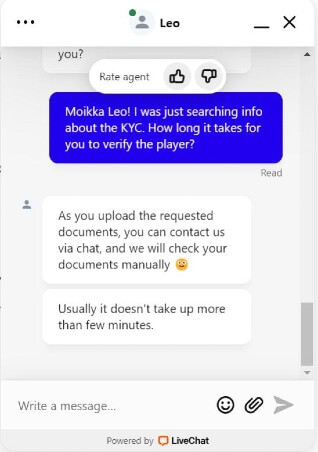 Rooli Casino asiakaspalvelusta