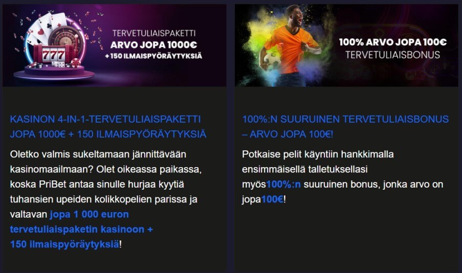 Pribet Casino bonus