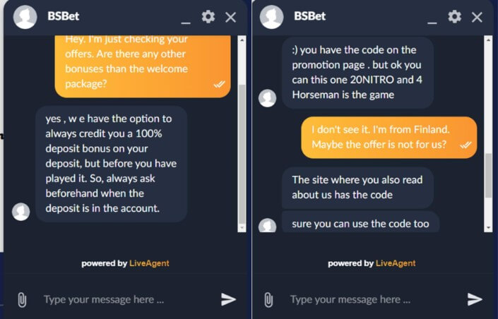 Nitrospins Casino asiakaspalvelusta