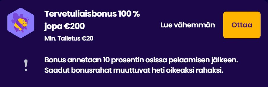 Wazbee Casino bonus