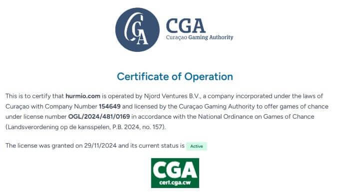 Hurmio Casinon lisenssi