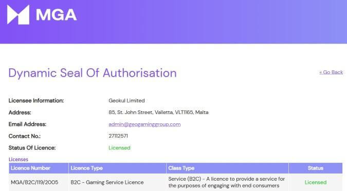Tuuri Kasinon MGA-lisenssi