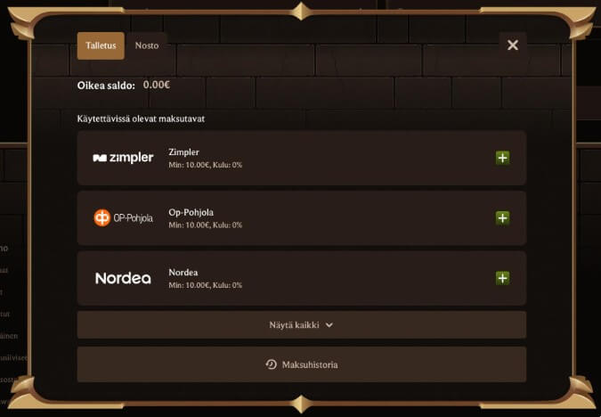 Lanista Casino talletusmenetelmät