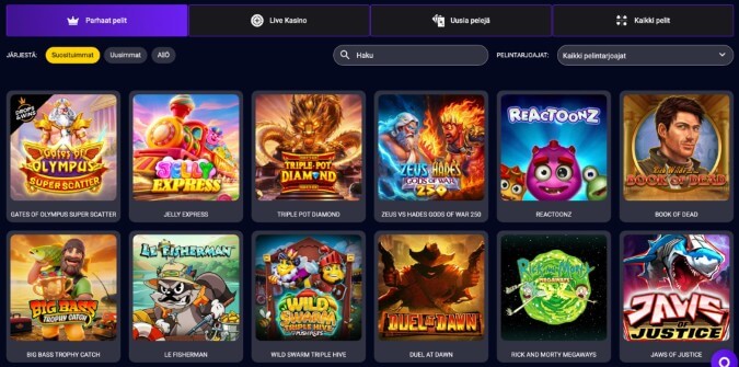 Trybet Casinon pelivalikoima