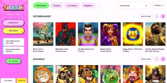 Tikkari Casino pelit