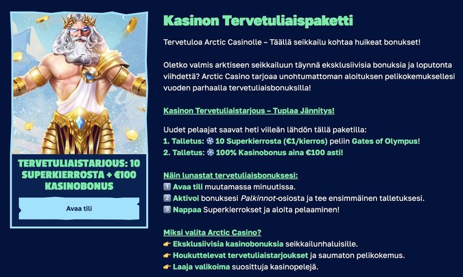 Arctic Casino bonus