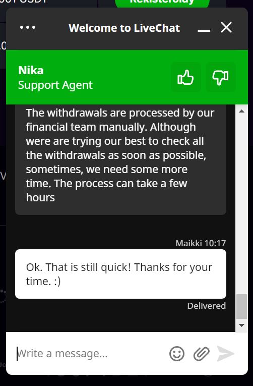 Kosmonaut Casino livechat ss2