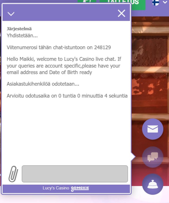 Lucy's Casino Asiakaspalvelu